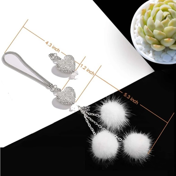 Gorgeous Rear View Mirror Interior Car Fevor-Sequins Heart & Plush Tassels - Picture 5 of 5